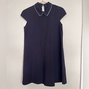 Zara Basics cap sleeve collared mini dress (dotted, navy - XS)
